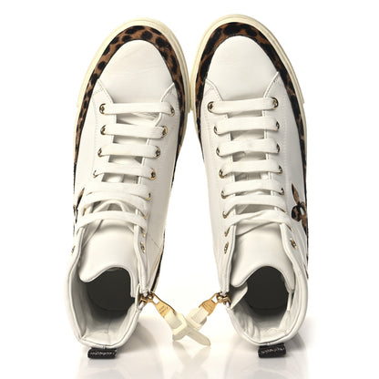 Louis Vuitton Pony Hair Leopard Calfskin Monogram Giant Stellar Sneaker Boots 37 White 2 of 8
