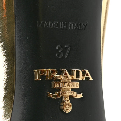 Prada Spazzolato Metal Triangle Logo Pointed Toe 85mm Pumps 37 Platino 8 of 9