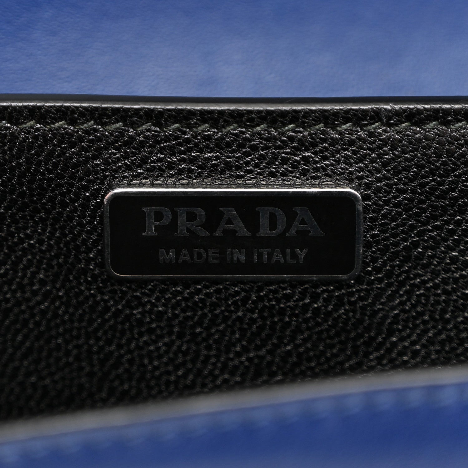 Prada City Calf Saffiano Studded Cahier Bag Blue Black 6 of 9