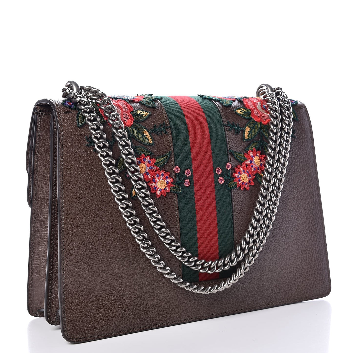 Calfskin Web Owl Embroidered Medium Dionysus Shoulder Bag New Acero Multicolor