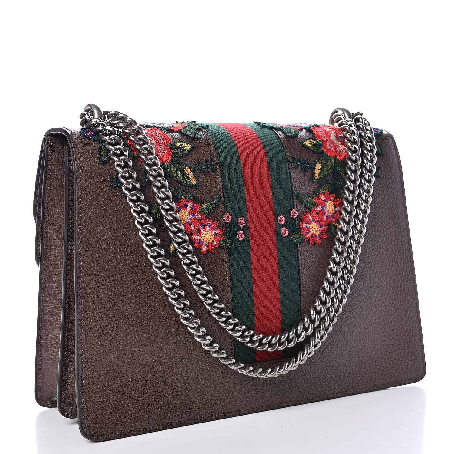 Gucci Calfskin Web Owl Embroidered Medium Dionysus Shoulder Bag New Acero Multicolor 3 of 9