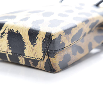 Balenciaga Smooth Calfskin Leopard Print Logo Shopping Phone Holder Bag Beige Black 10 of 10