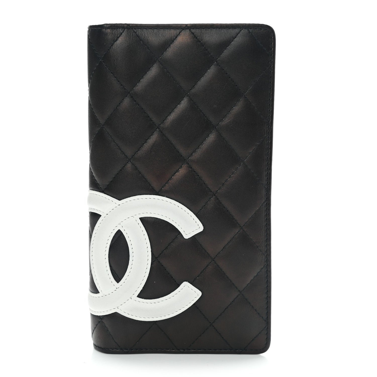 Chanel Calfskin Quilted Cambon Yen Wallet Black White 1 of 9