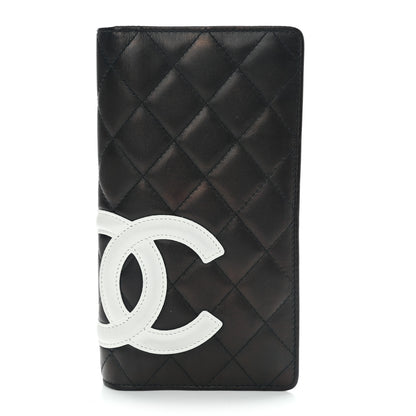 Chanel Calfskin Quilted Cambon Yen Wallet Black White 1 of 9
