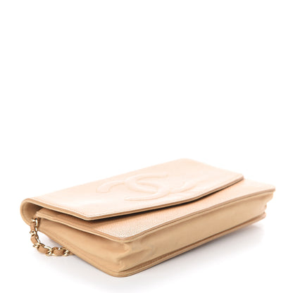 Chanel Caviar Timeless CC Wallet on Chain WOC Beige 3 of 11