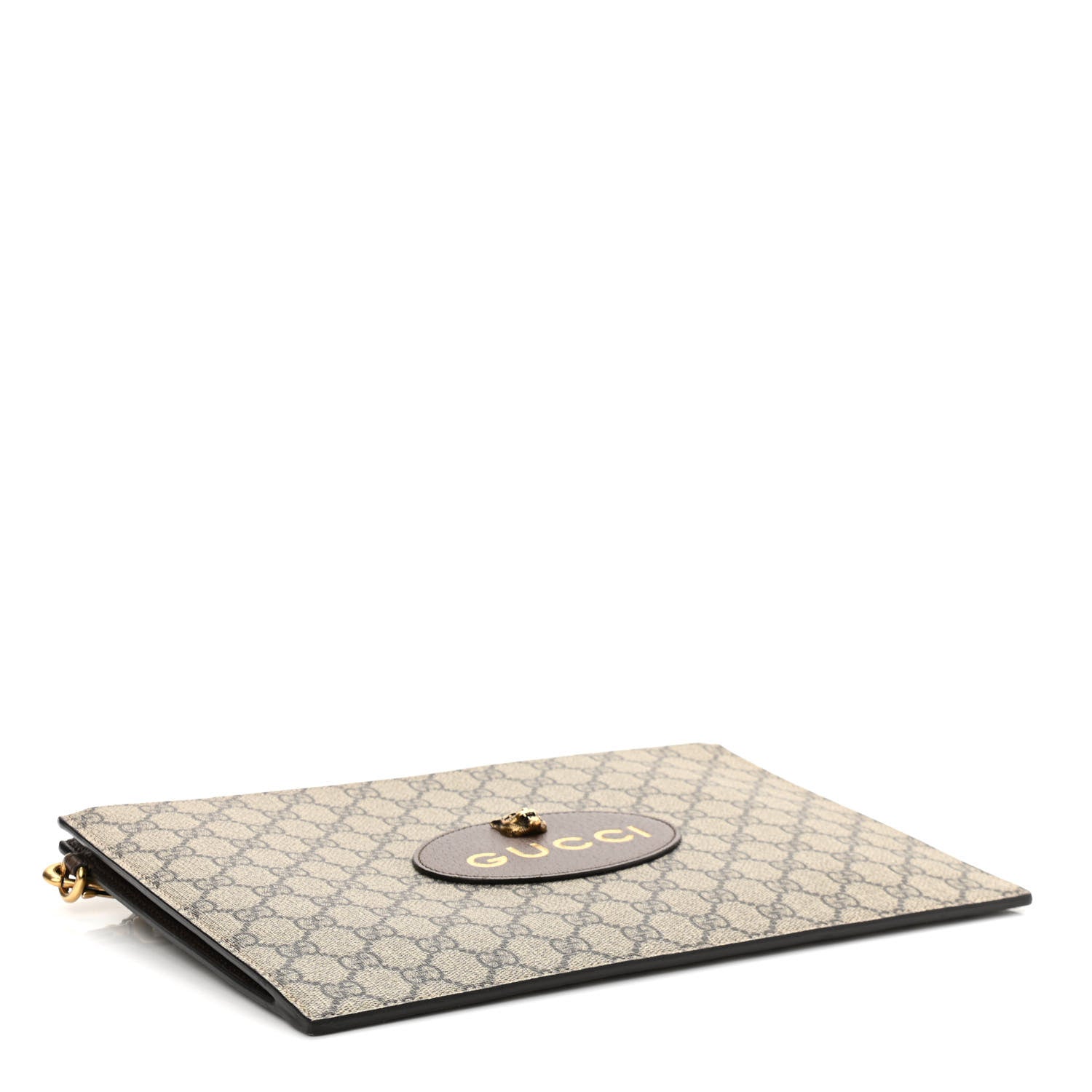 Gucci GG Supreme Monogram Neo Vintage Zip Wristlet Pouch Beige New Acero Crop 3 of 7