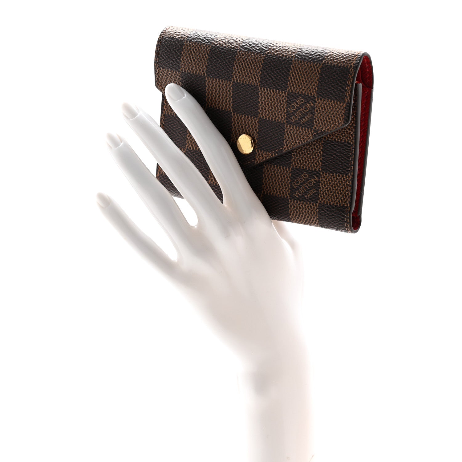 Louis Vuitton Damier Ebene Victorine Wallet Red 2 of 7