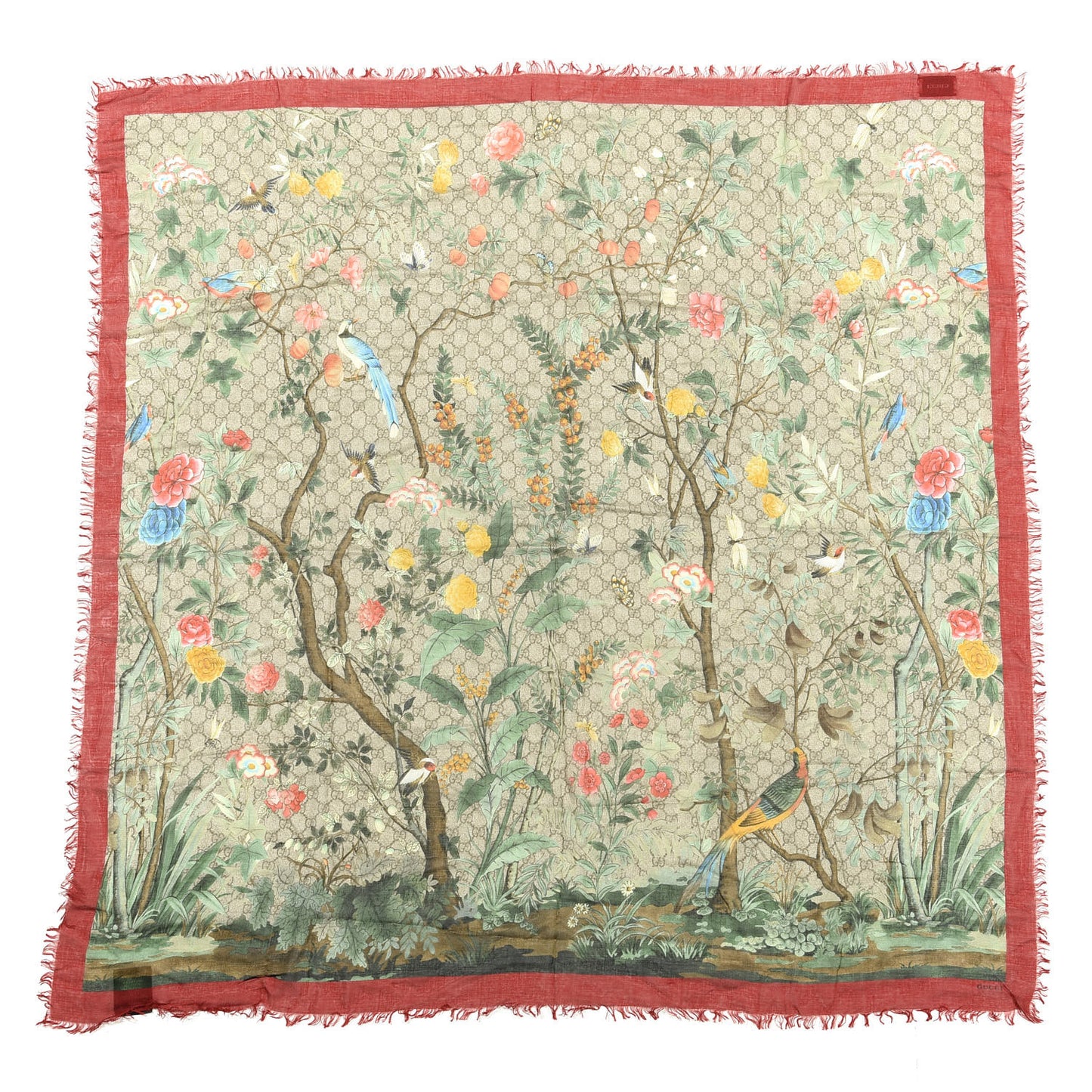 Modal Silk Monogram Tian Print Shawl Red