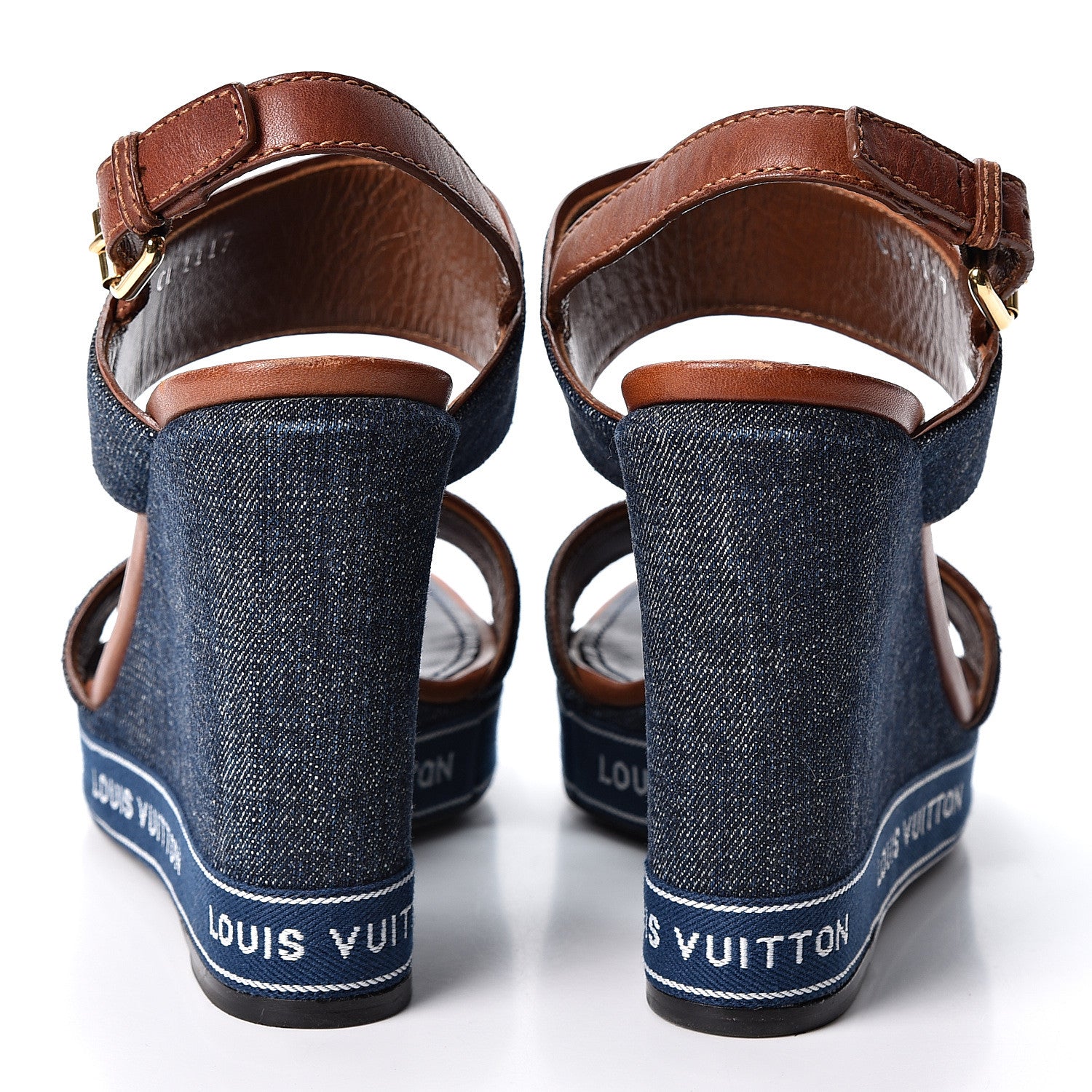 Louis Vuitton Denim Croisiere Wedge Sandals 38 Marine 5 of 9