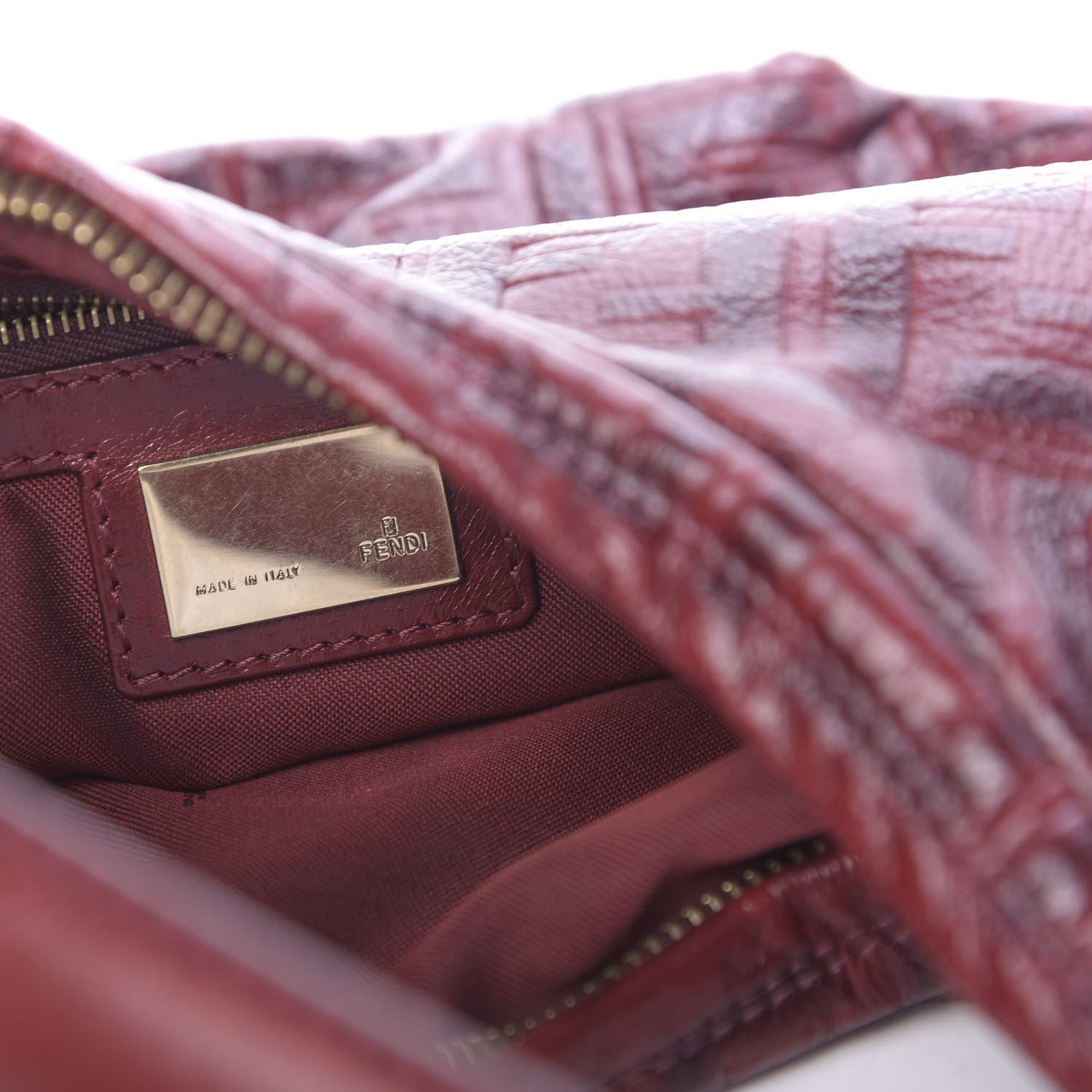 Fendi Vitello FF Embossed Small Chef Hobo Rosso 6 of 15