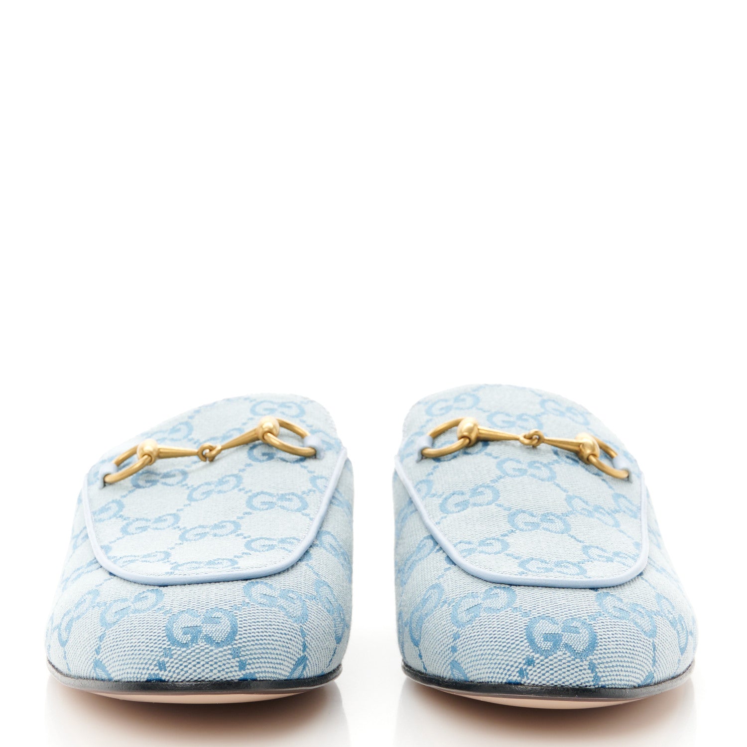 Gucci Canvas GG Monogram Nappa Womens Princetown Slippers 39.5 Porcelain Light Blue Dark Porcelain Light Blue 2 of 8