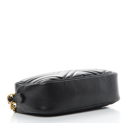 Gucci Calfskin Matelasse Small GG Marmont Chain Shoulder Bag Black 4 of 11