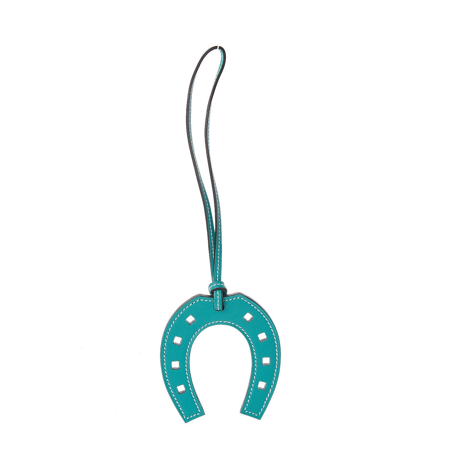 Hermes Swift Paddock Horseshoe Bag Charm Bleu Paon 1 of 4