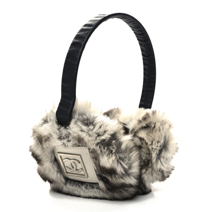 Chanel Chinchilla Fur CC Ear Muffs Beige Black 3 of 5
