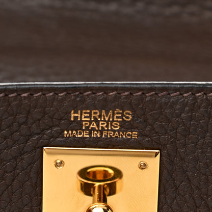Hermes Taurillon Clemence Kelly Retourne 32 Chocolate 6 of 16
