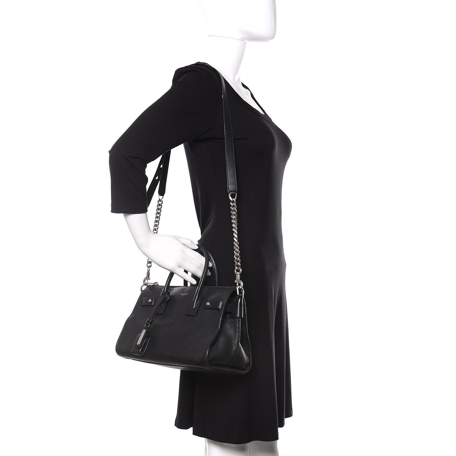 Saint Laurent Grained Calfskin Baby Supple Sac De Jour Black 2 of 12