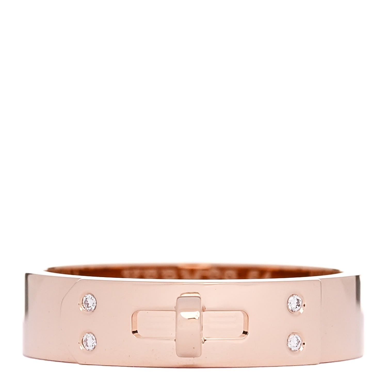 Hermes 18K Rose Gold Diamond PM Kelly Ring 54 7 1 of 4