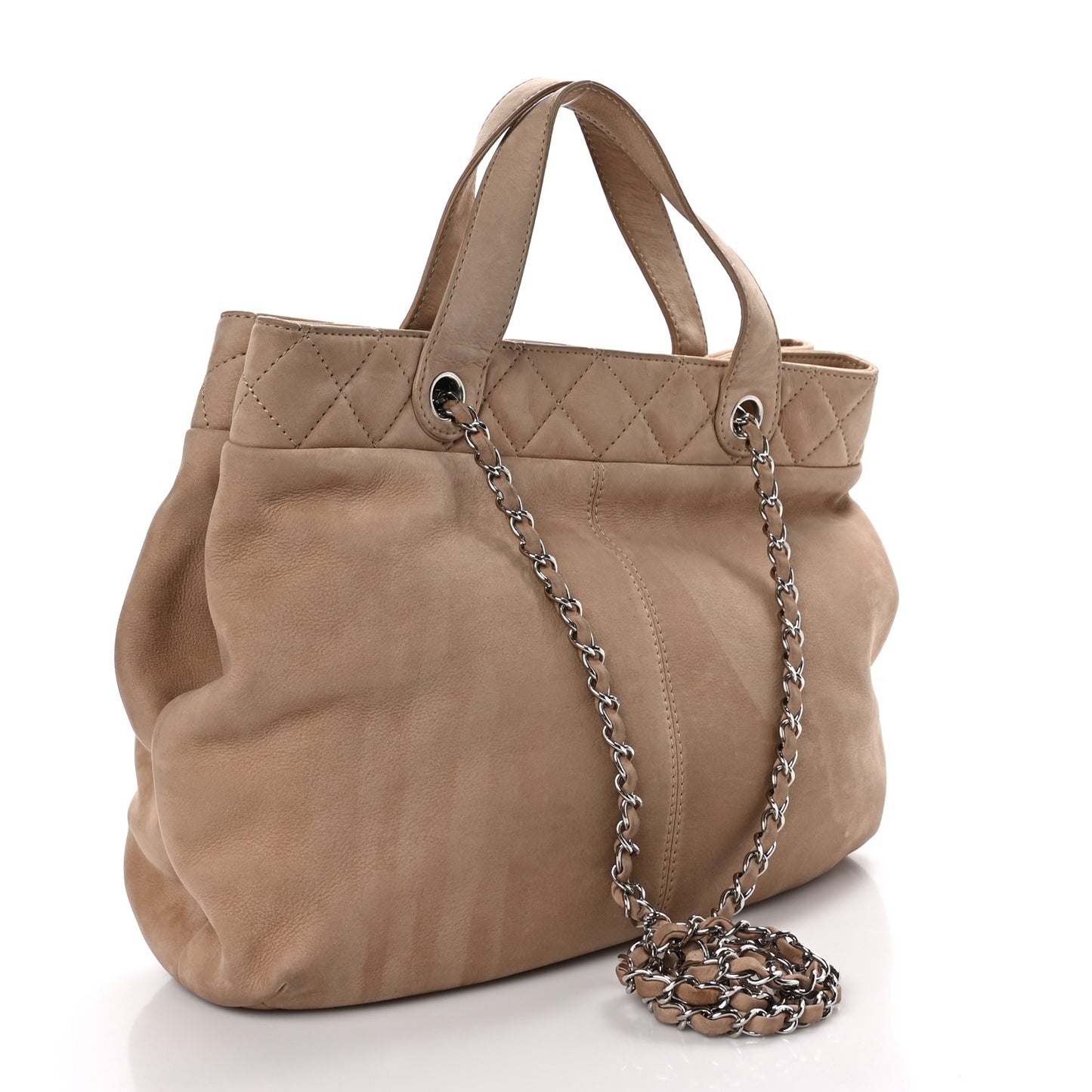 Suede Large Trianon Tote Beige