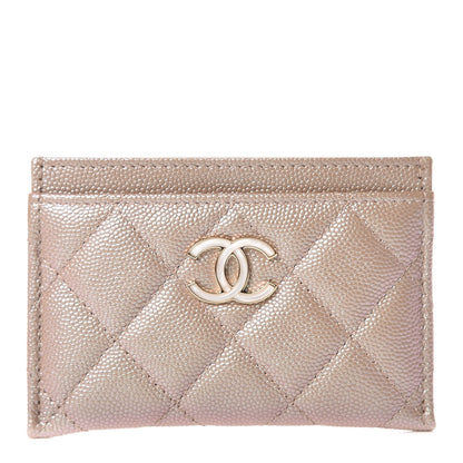 Chanel Iridescent Caviar Quilted Card Holder Beige 1 of 9