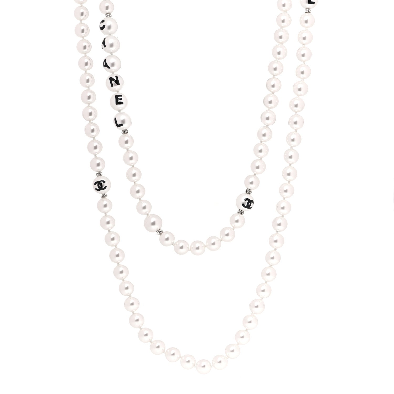 Chanel Pearl Crystal Long CC Logo Necklace Gold 2 of 15