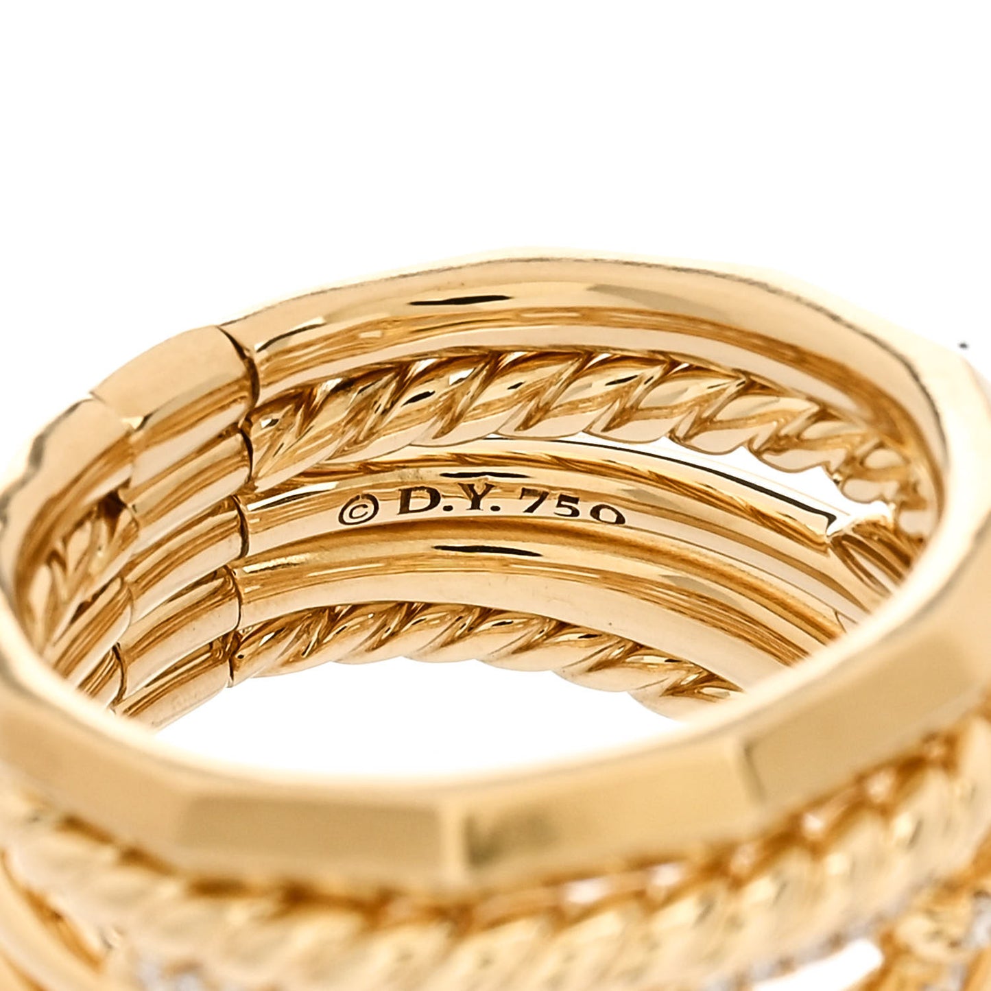 18K Yellow Gold Diamond 15mm Stax Five-Row Ring 49 5