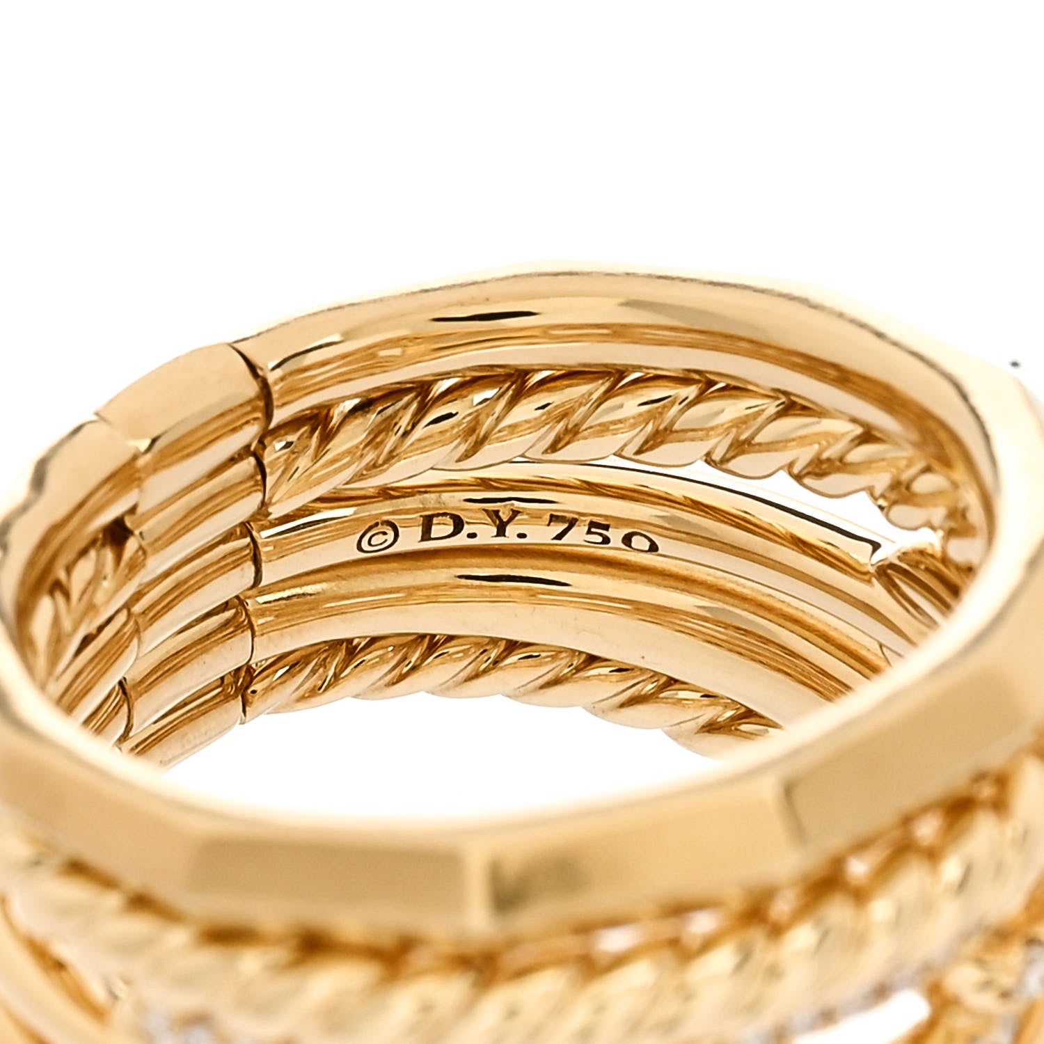 David Yurman 18K Yellow Gold Diamond 15mm Stax Five-Row Ring 49 5 4 of 6