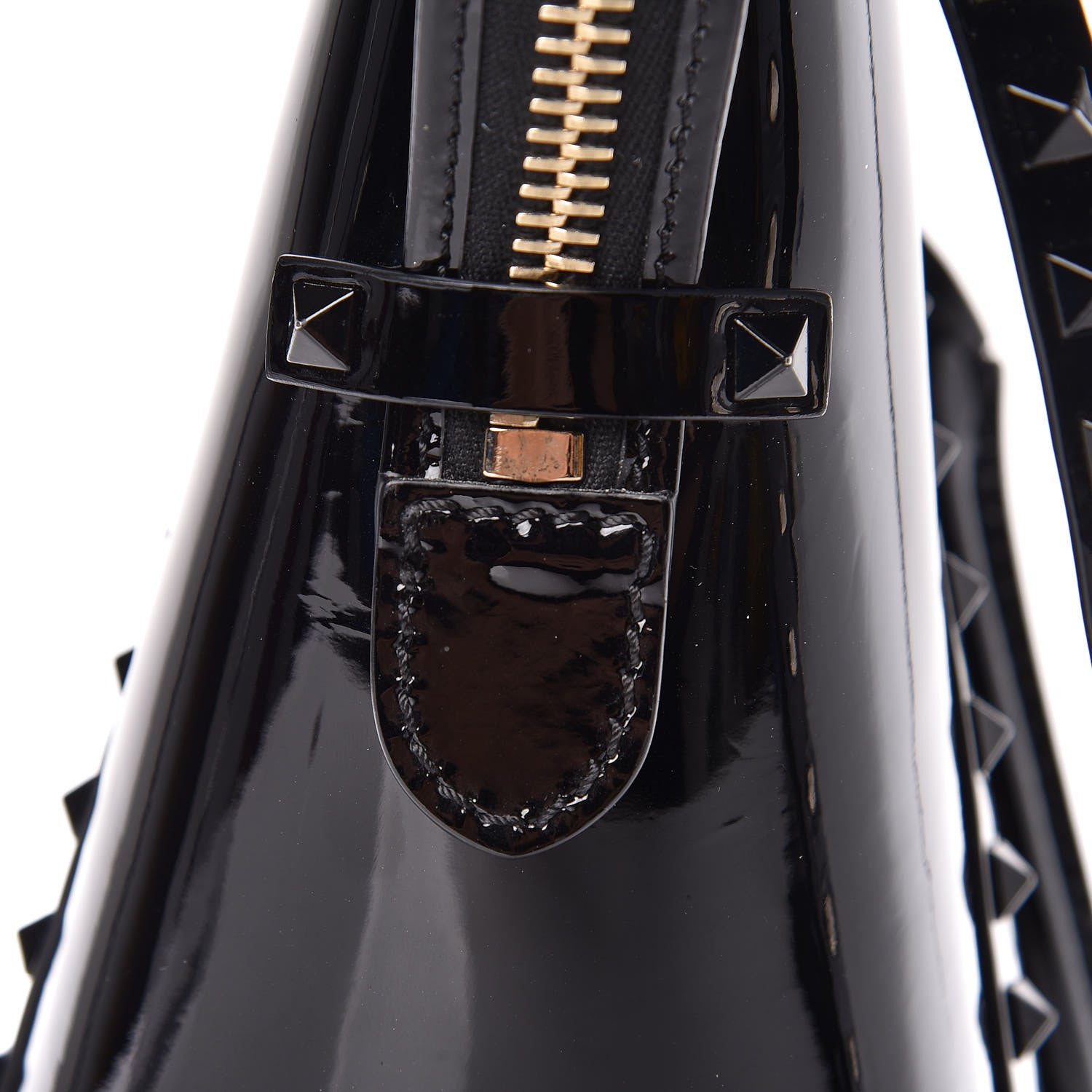 Valentino Garavani Patent Rockstud Double Handle Tote Black 10 of 12