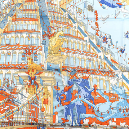 Hermes Silk La Legende Du Cheval Scarf 90 Orange Ciel Beige 2 of 4