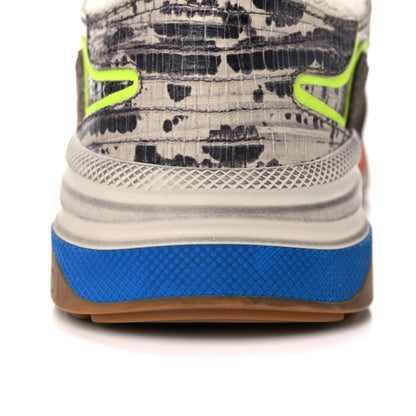 Gucci Suede Calfskin Tejus Printed Womens Ultrapace Sneakers 37.5 Natural Ardesia Neon Yellow 10 of 16