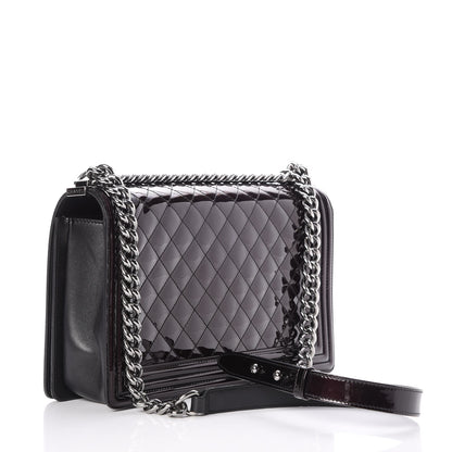 Chanel Patent Calfskin Quilted New Medium Plexiglass Boy Flap Black 4 of 15