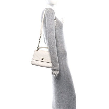 Chanel Grained Calfskin Small Chevron Chic Top Handle Flap White 3 of 11