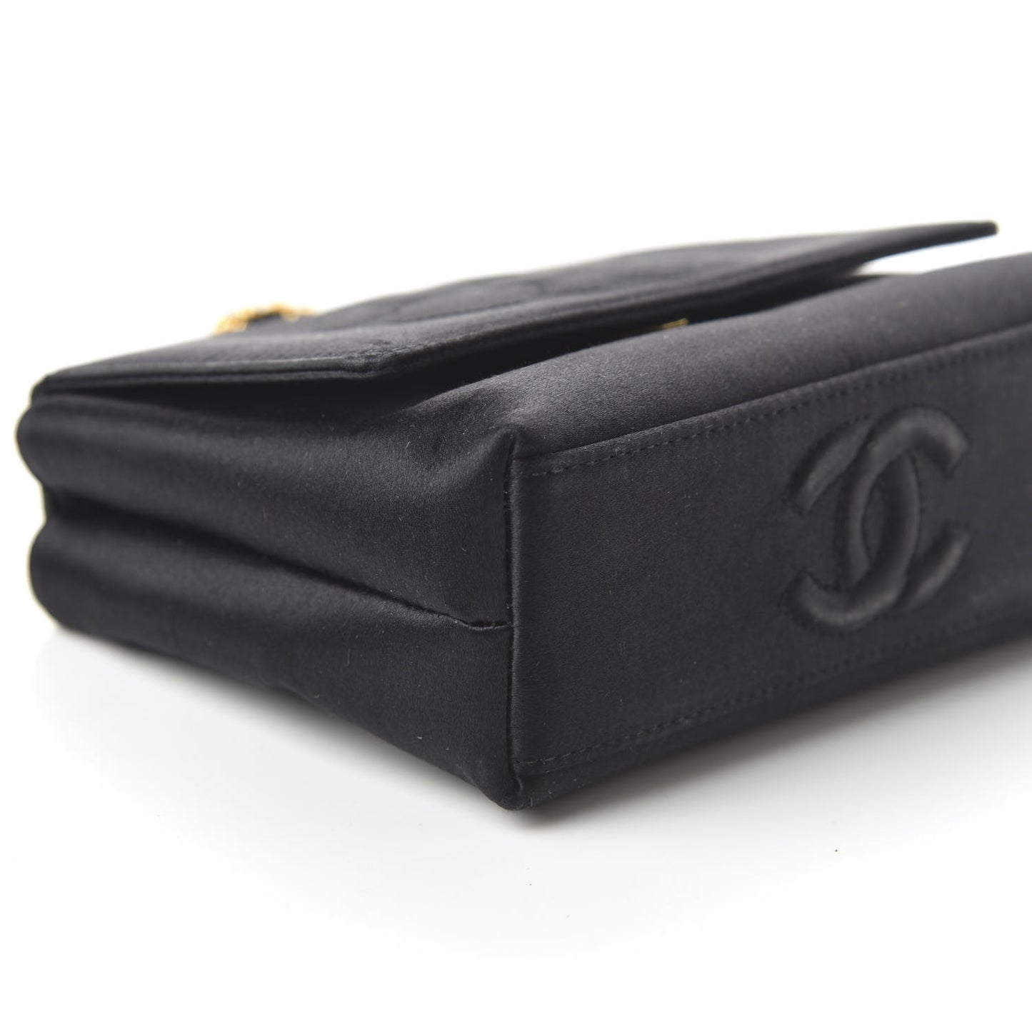 Satin Camellia Flap Black