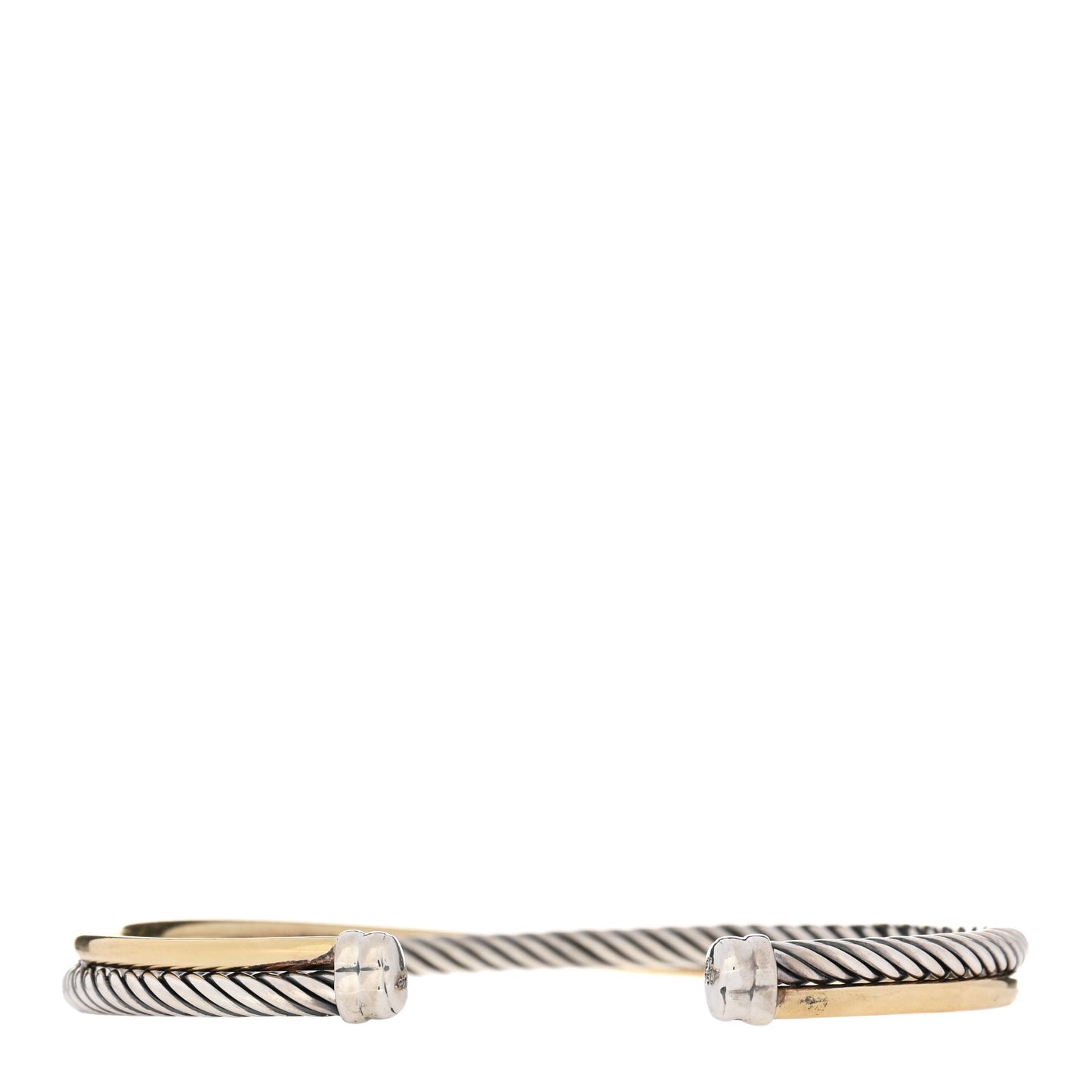 Sterling Silver 18K Yellow Gold 3mm Crossover Cuff Bracelet