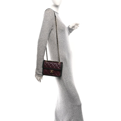 Chanel Lambskin Calfskin Braided Mini My Own Frame Flap Dark Burgundy Black 2 of 10