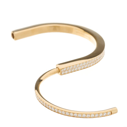 Tiffany 18K Yellow Gold Diamond Tiffany Lock Bangle Pave Bracelet 12 of 14