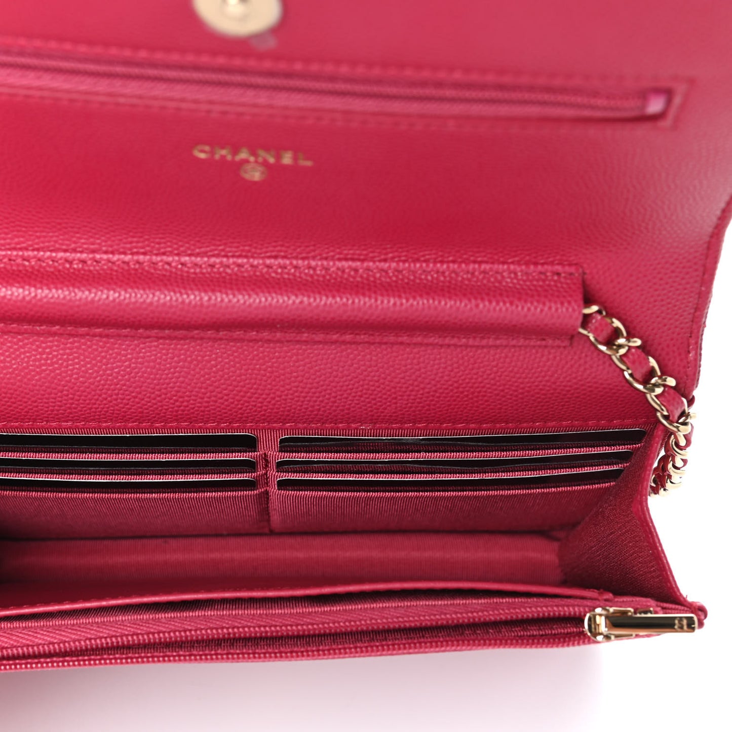 Caviar Quilted Wallet On Chain WOC Dark Pink