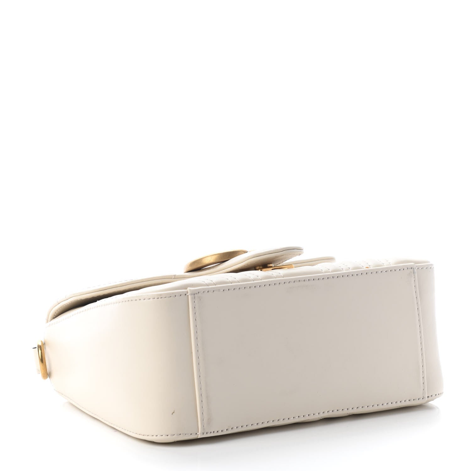 Gucci Calfskin Matelasse Mini GG Marmont Top Handle Shoulder Bag White 3 of 10