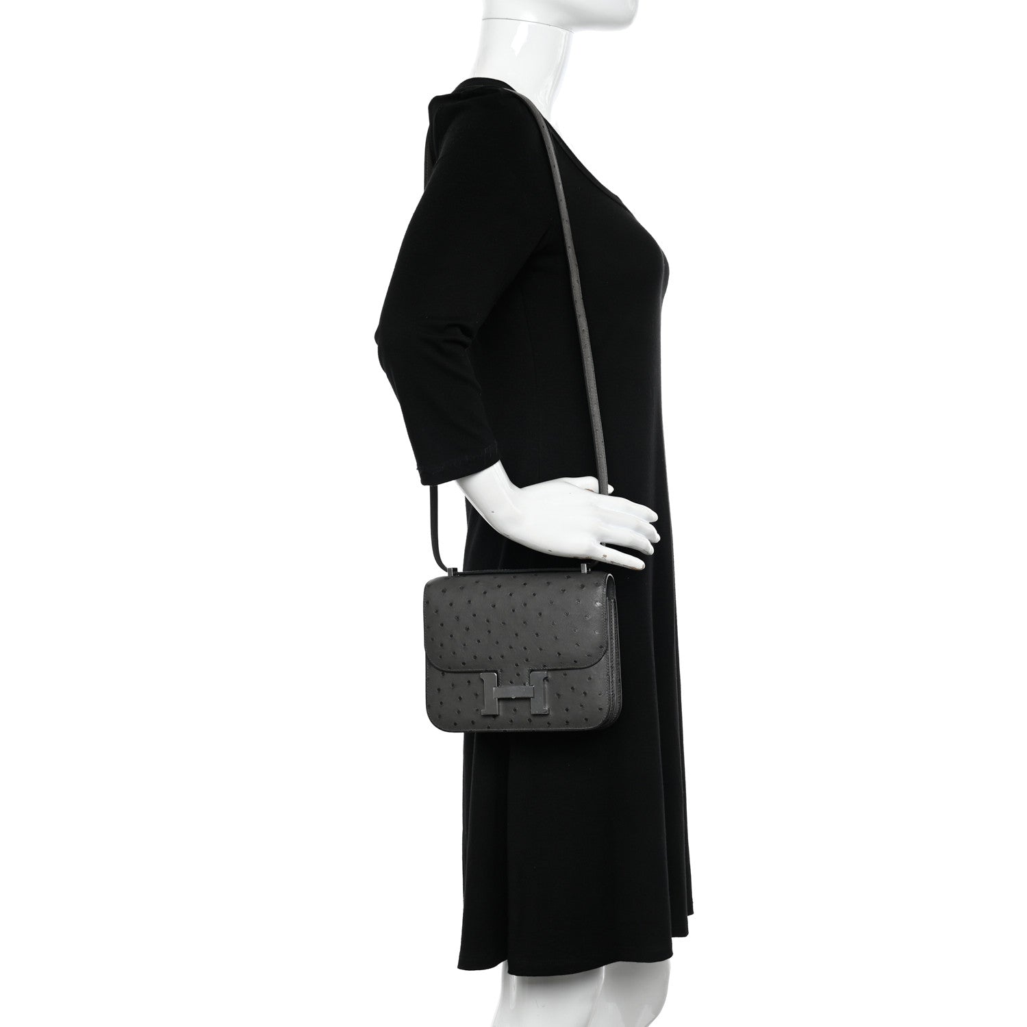 Hermes Ostrich Constance 18 Graphite 2 of 11