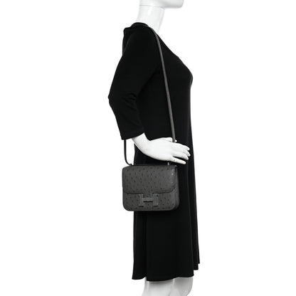 Hermes Ostrich Constance 18 Graphite 2 of 11