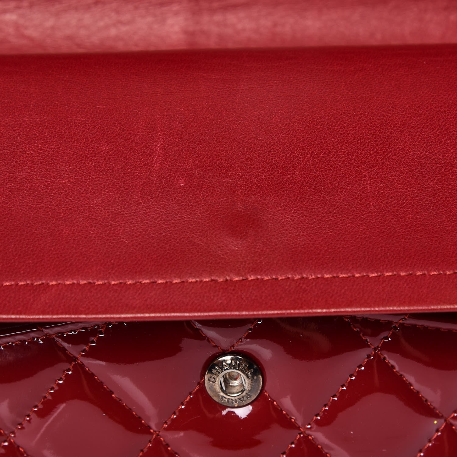Chanel Patent Calfskin Quilted Medium Double Flap Dark Red 12 of 13