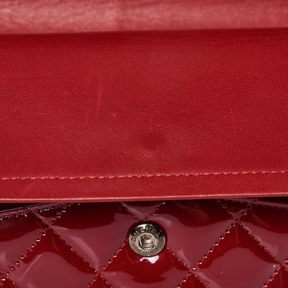 Chanel Patent Calfskin Quilted Medium Double Flap Dark Red 12 of 13
