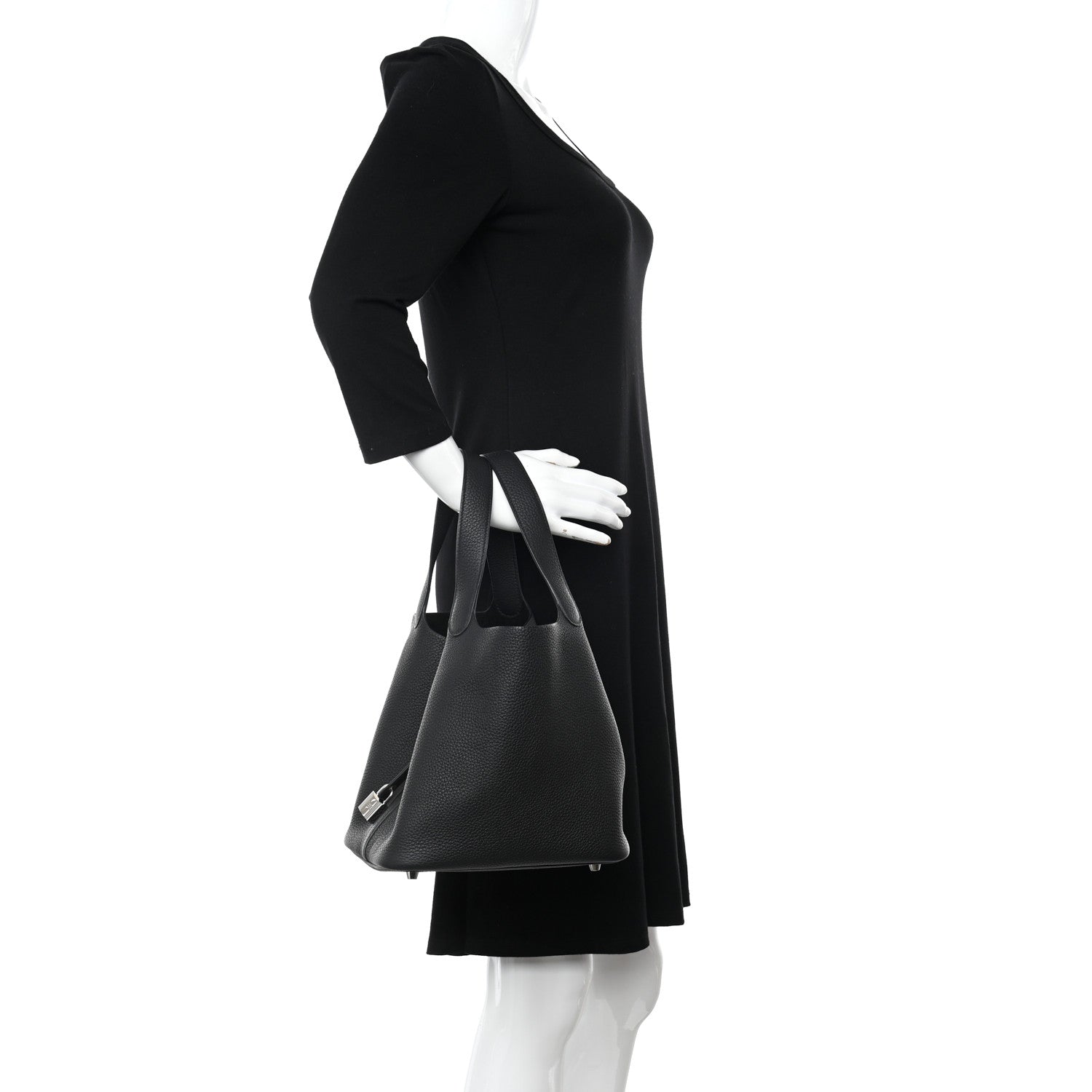 Hermes Taurillon Clemence Picotin Lock 22 MM Black 2 of 9