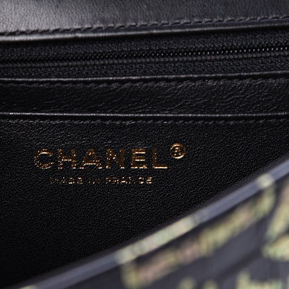 Chanel Calfskin Crocodile Embossed Graffiti 2.55 Mini Cocodile Reissue Flap Black Pink 5 of 10