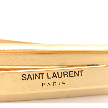 Saint Laurent Metal Square Triple Hoop Earrings Gold 4 of 6