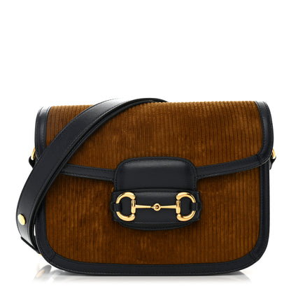 Gucci Lanzo Stretch Cord Azalea Calfskin Horsebit 1955 Shoulder Bag New Mud Blue 1 of 11