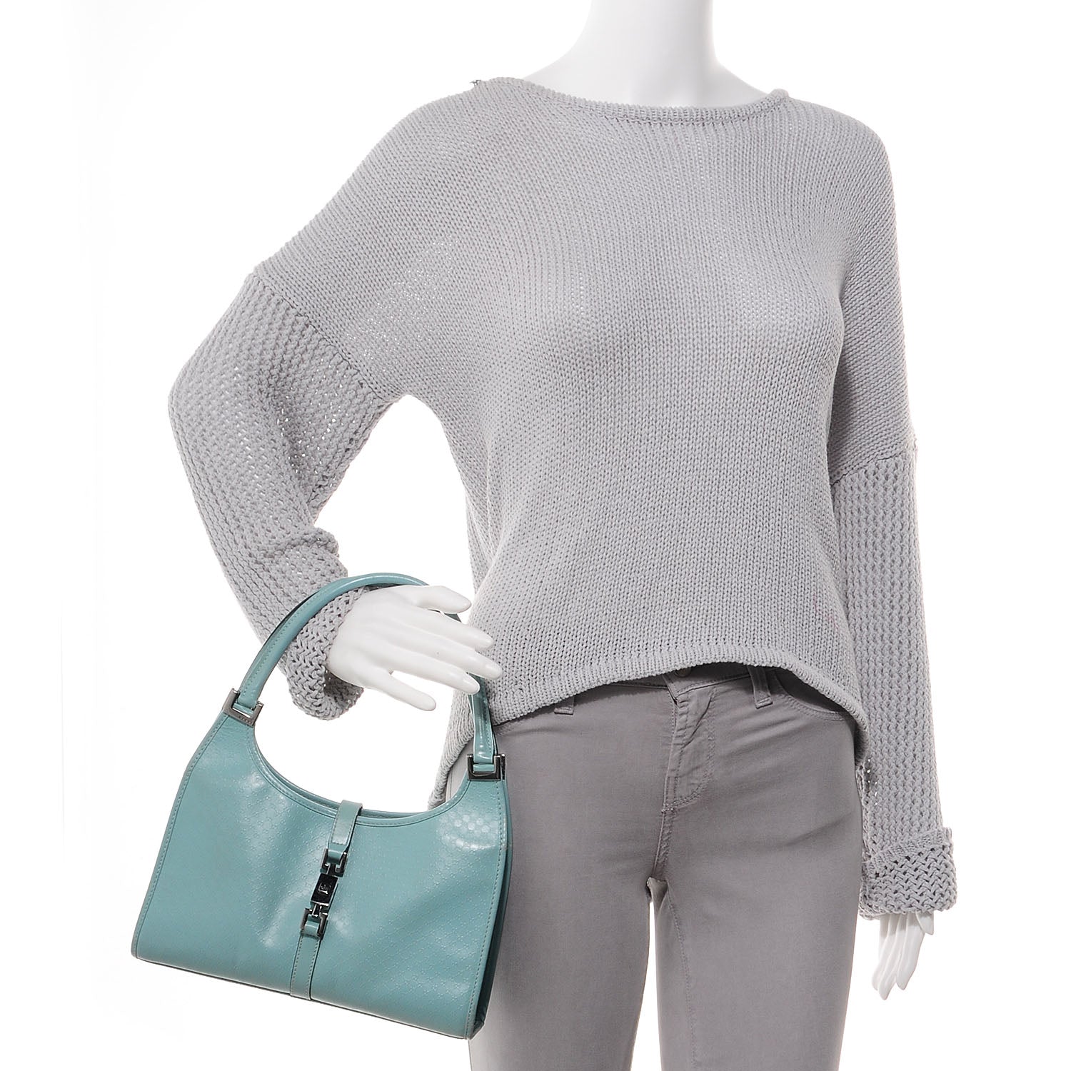 Gucci Leather Monogram Microguccissima Bardot Turquoise 2 of 7