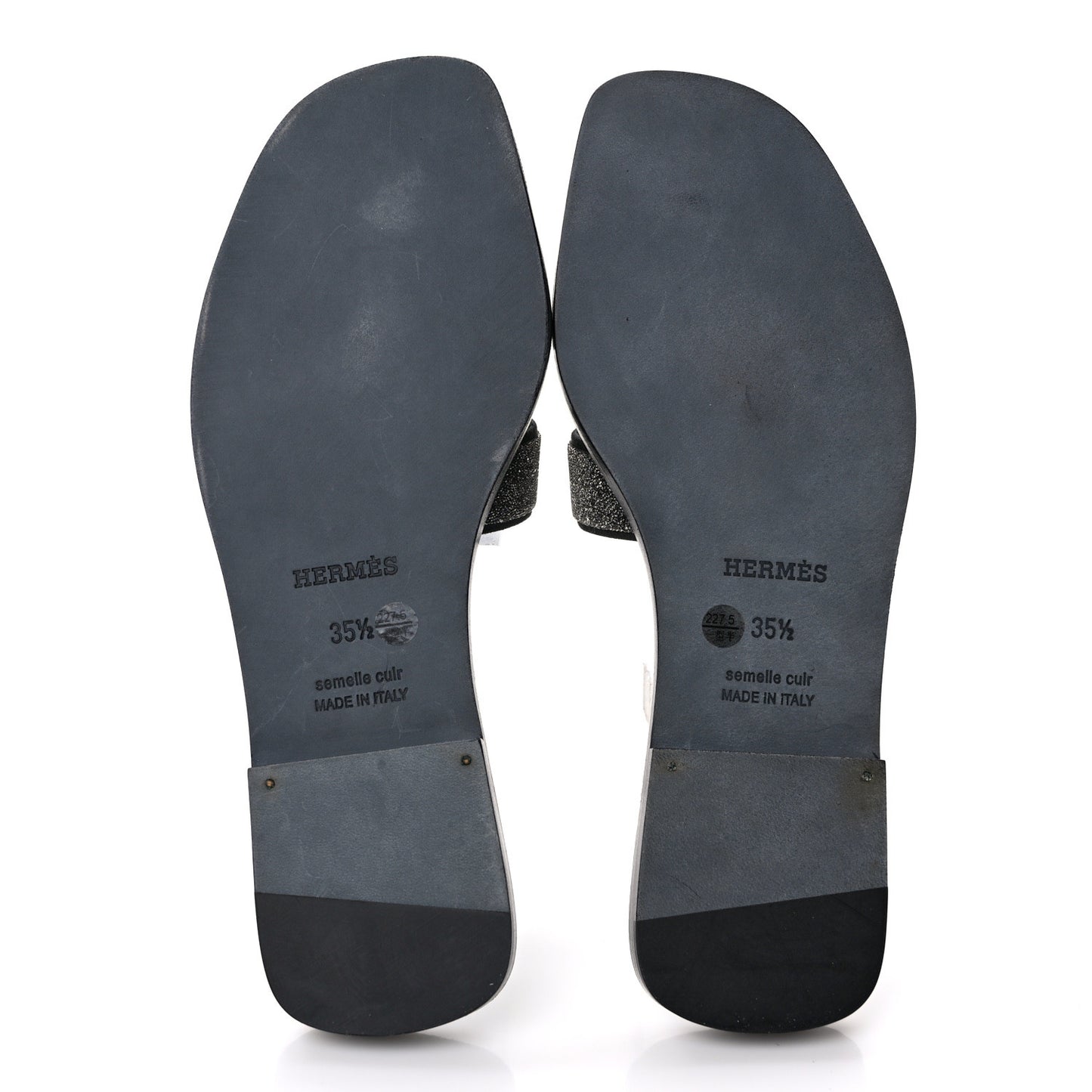 Suede Goatskin Crystal Powder Oran Sandals 35.5 Marine