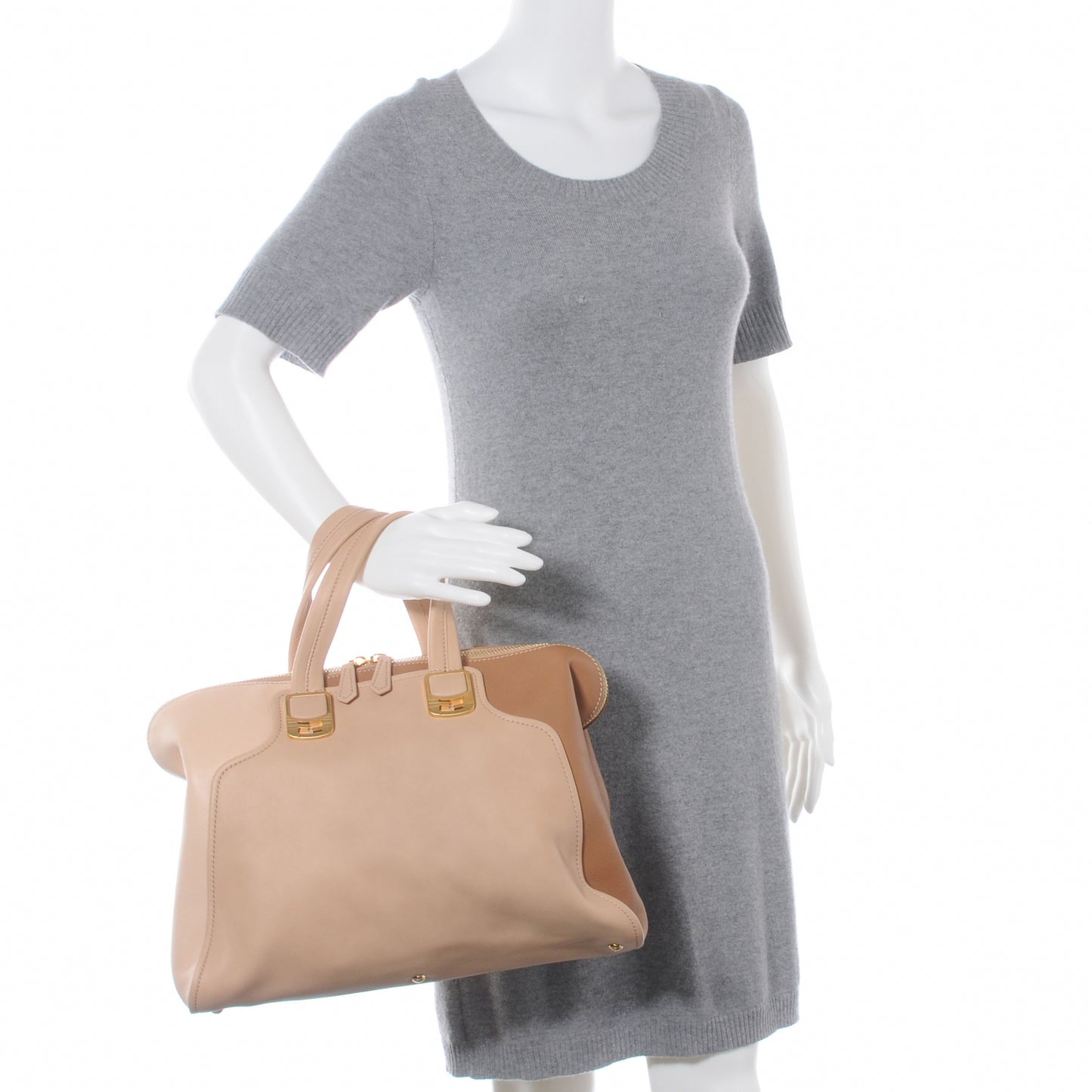 Goatskin Colorblock Large Chameleon Tote Beige
