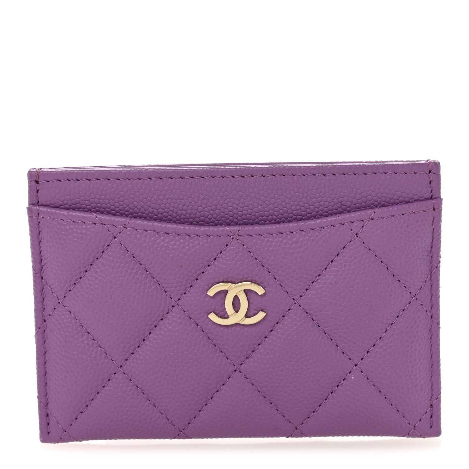 Chanel Caviar Quilted Card Holder Purple 1 of 9