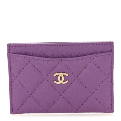 Chanel Caviar Quilted Card Holder Purple 1 of 9